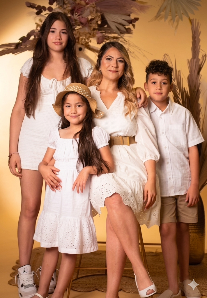 Yaneth Mouzayek con sus hijos Gaby, Simón y Sara